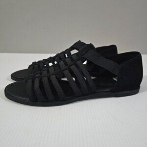 NEW Eileen Fisher Rato Sandal Womens Size 7.5 Black Leather Strappy Gladiator